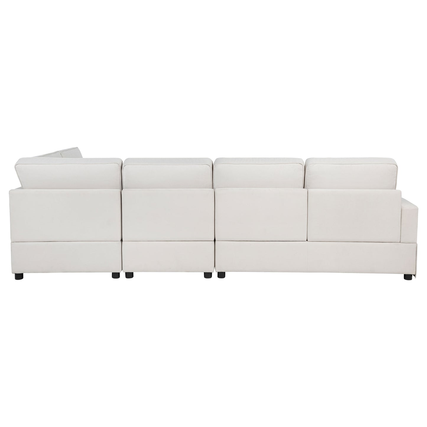 Delmar Velvet Upholstered Sectional Sofa Skirted Base Latte