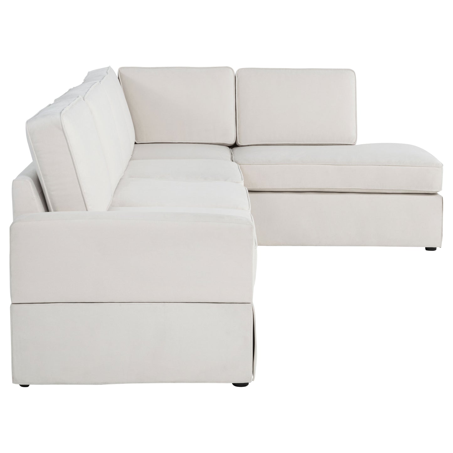 Delmar Velvet Upholstered Sectional Sofa Skirted Base Latte
