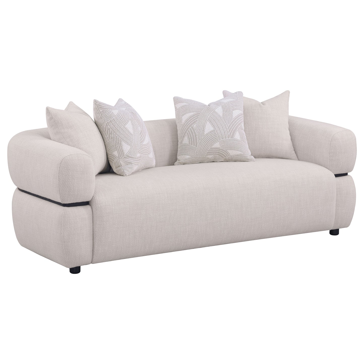 Jeanette 2-piece Fabric Upholstered Round Arm Sofa Set Beige