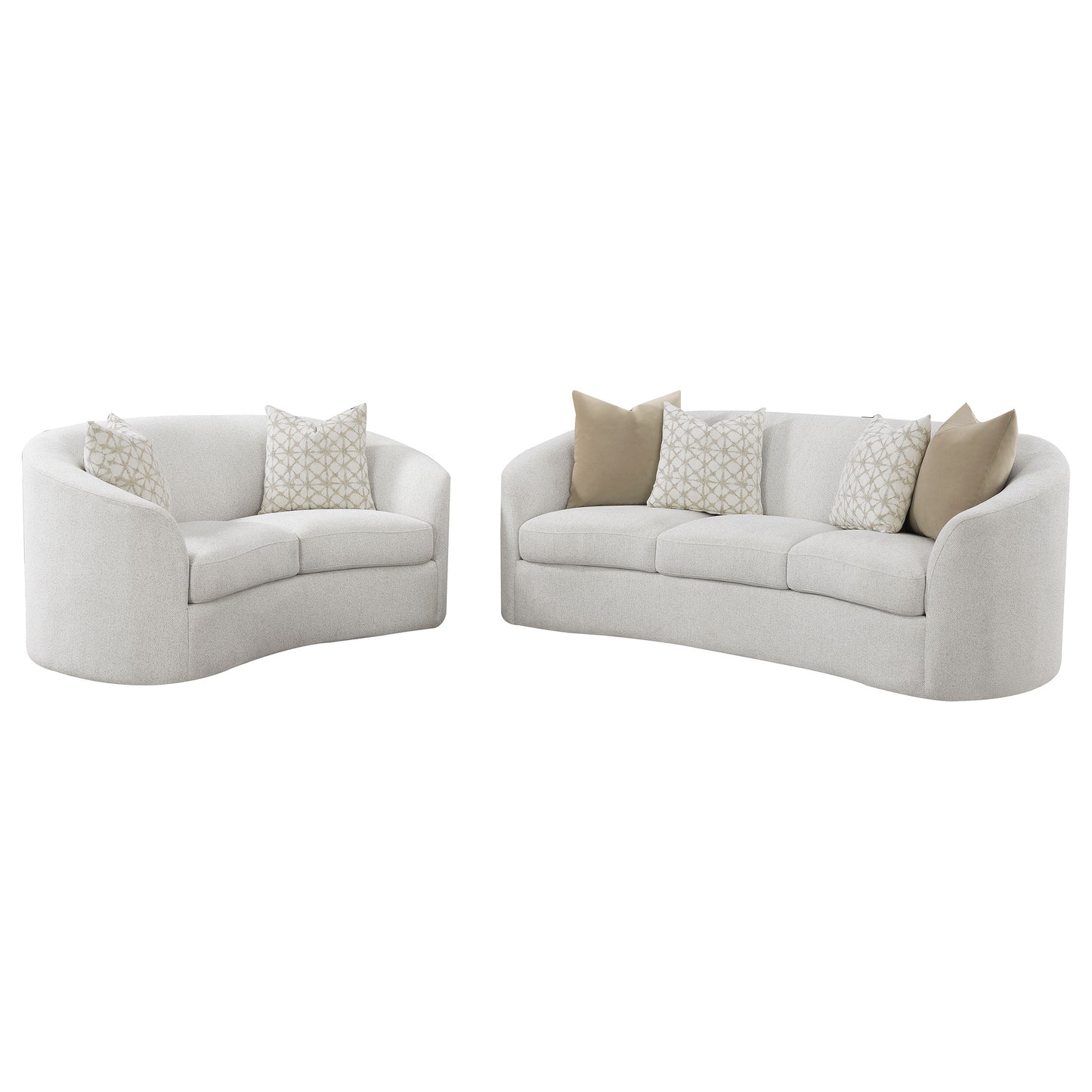 Rainn 2-piece Boucle Upholstered Sloped Arm Sofa Set Latte