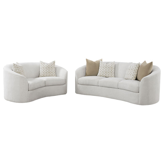 Rainn 2-piece Boucle Upholstered Sloped Arm Sofa Set Latte