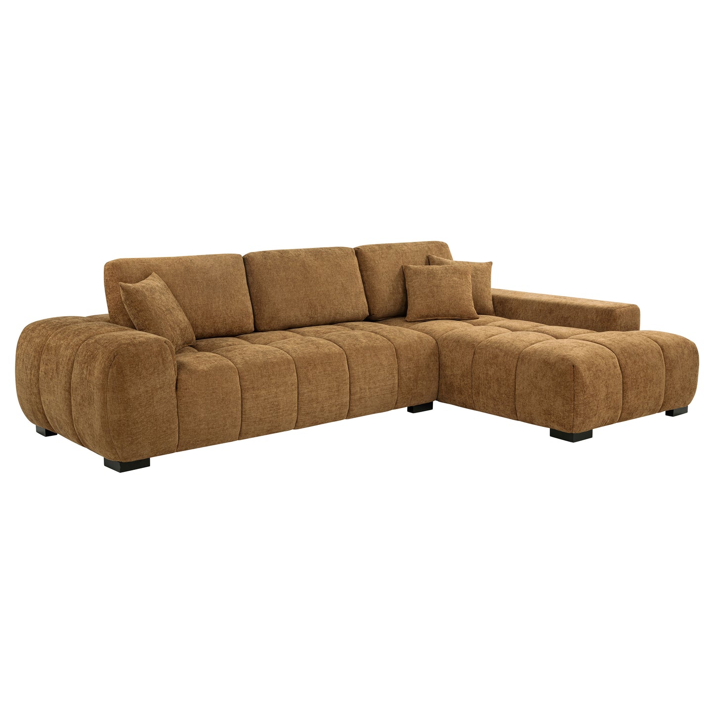 Octavia Fabric Upholstered Sectional Chaise Sofa Amber