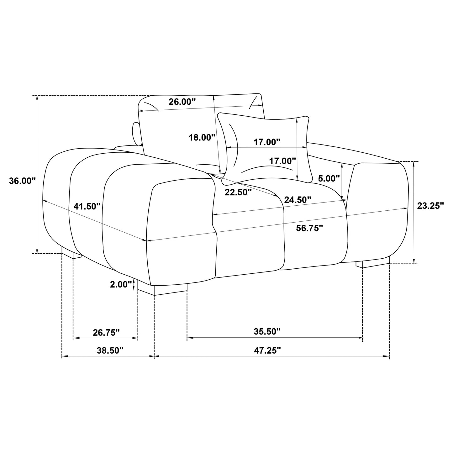 Octavia Fabric Upholstered Track Arm Accent Chair Orange