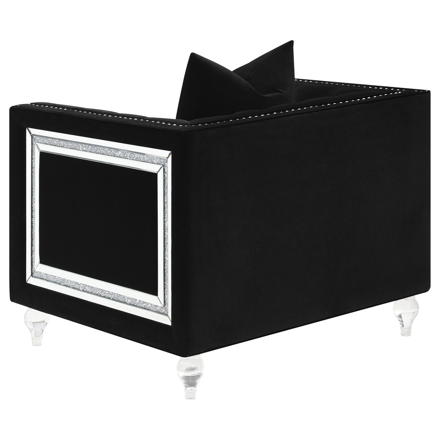 Delilah Upholstered Tufted Tuxedo Arm Accent Chair Black