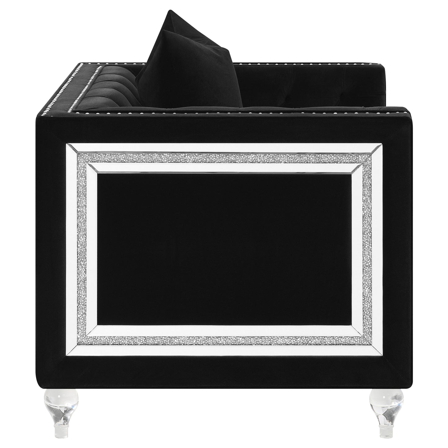 Delilah Upholstered Tufted Tuxedo Arm Accent Chair Black