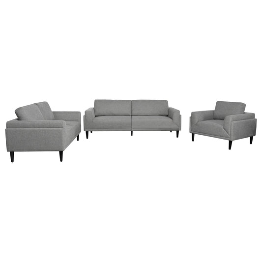 Rilynn 3-piece Upholstered Track Arm Sofa Set Grey