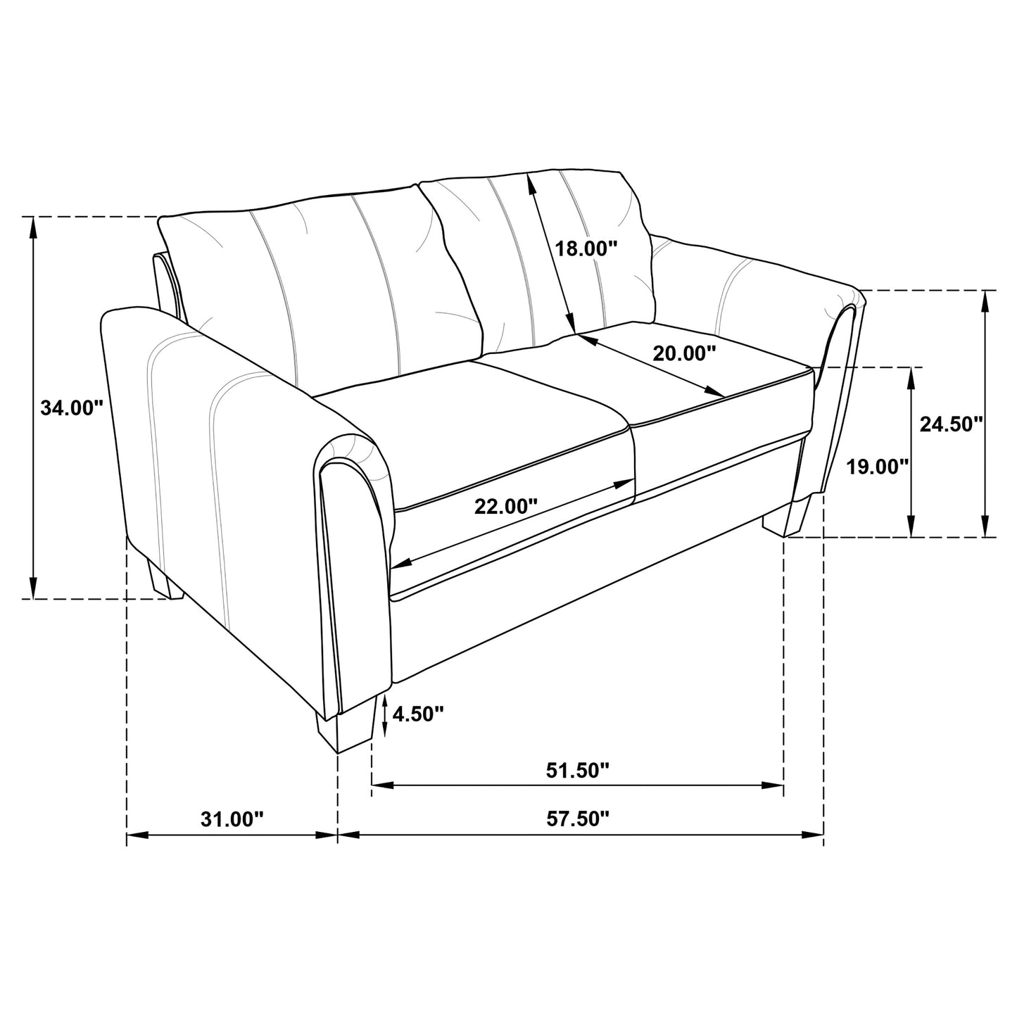 Davis 2-piece Upholstered Rolled Arm Sofa Grey