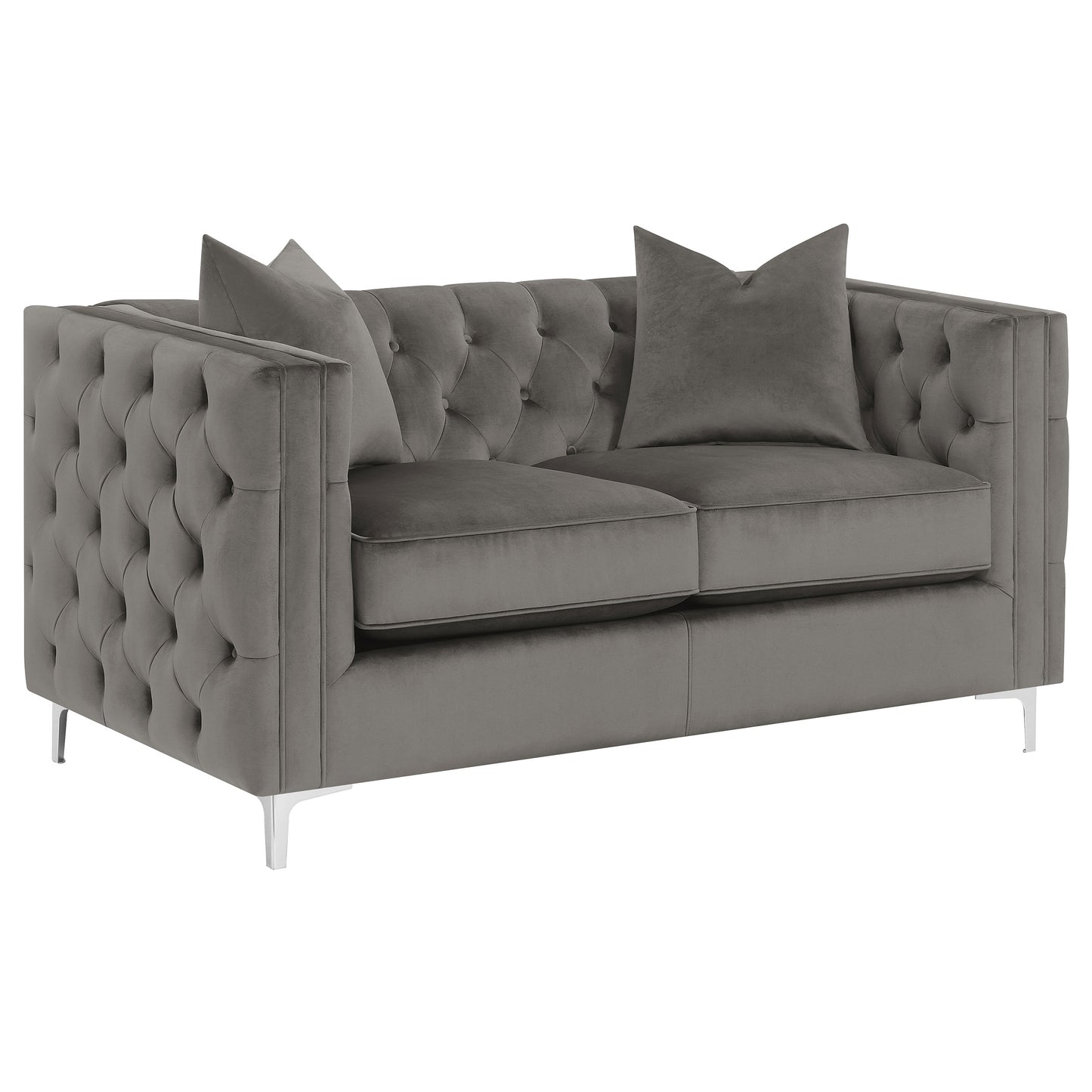 Phoebe Upholstered Tuxedo Arm Tufted Loveseat Urban Bronze