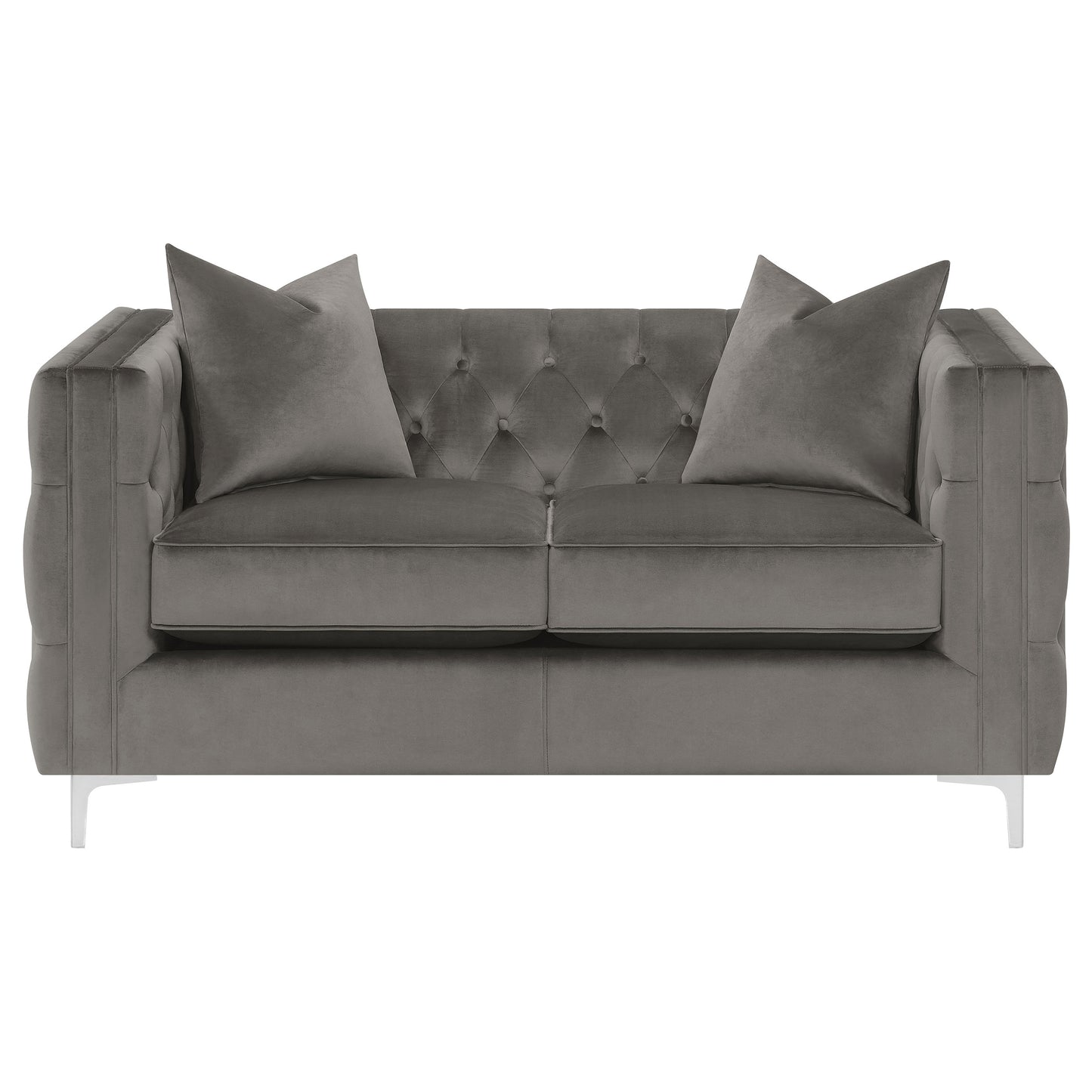 Phoebe Upholstered Tuxedo Arm Tufted Loveseat Urban Bronze