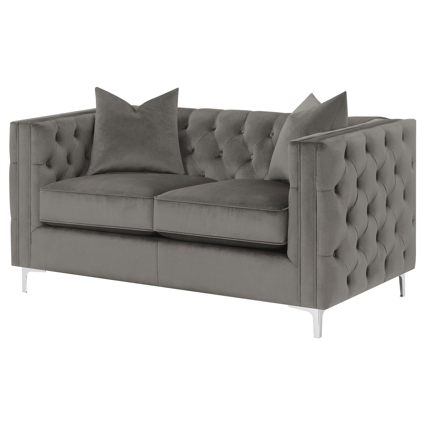 Phoebe Upholstered Tuxedo Arm Tufted Loveseat Urban Bronze