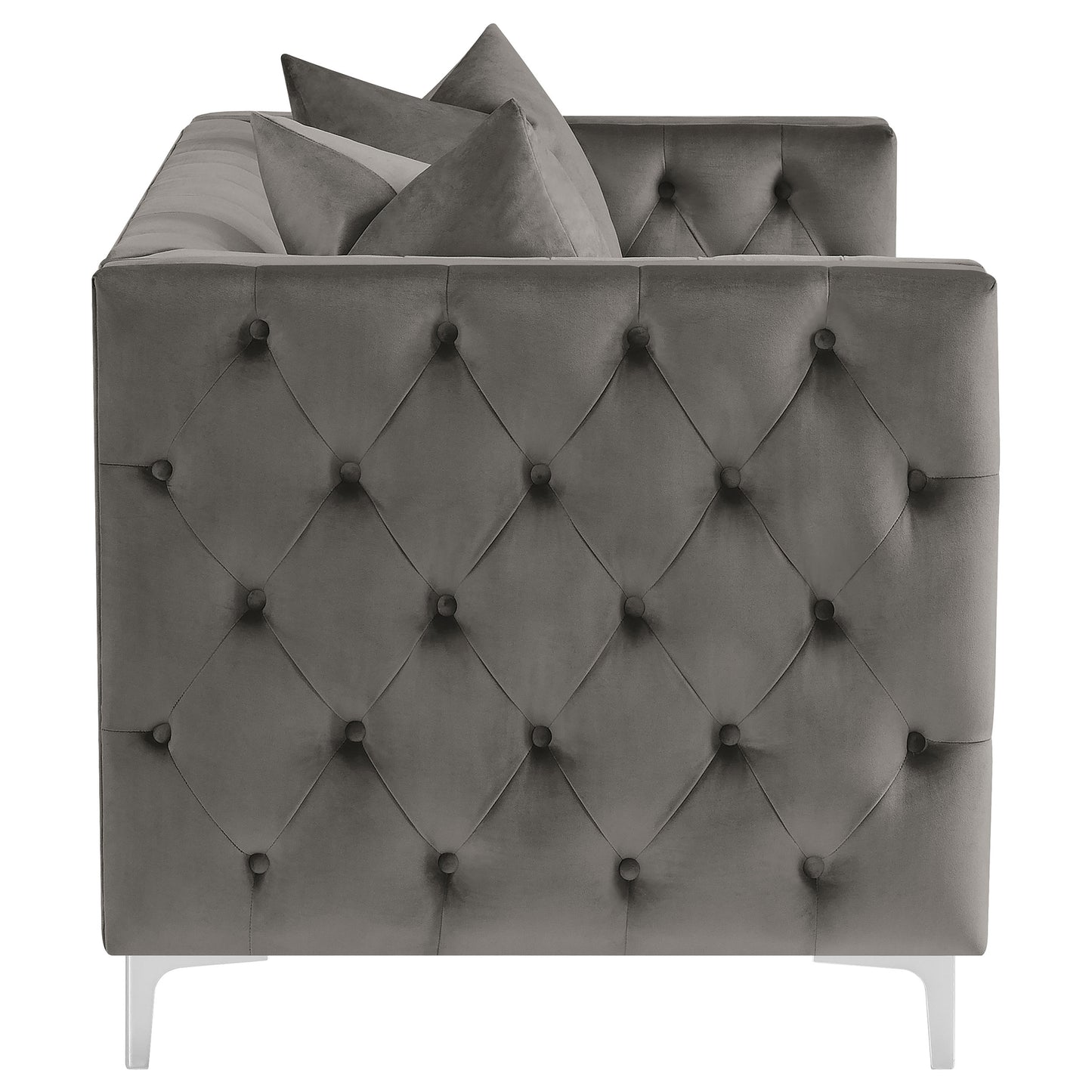 Phoebe Upholstered Tuxedo Arm Tufted Loveseat Urban Bronze