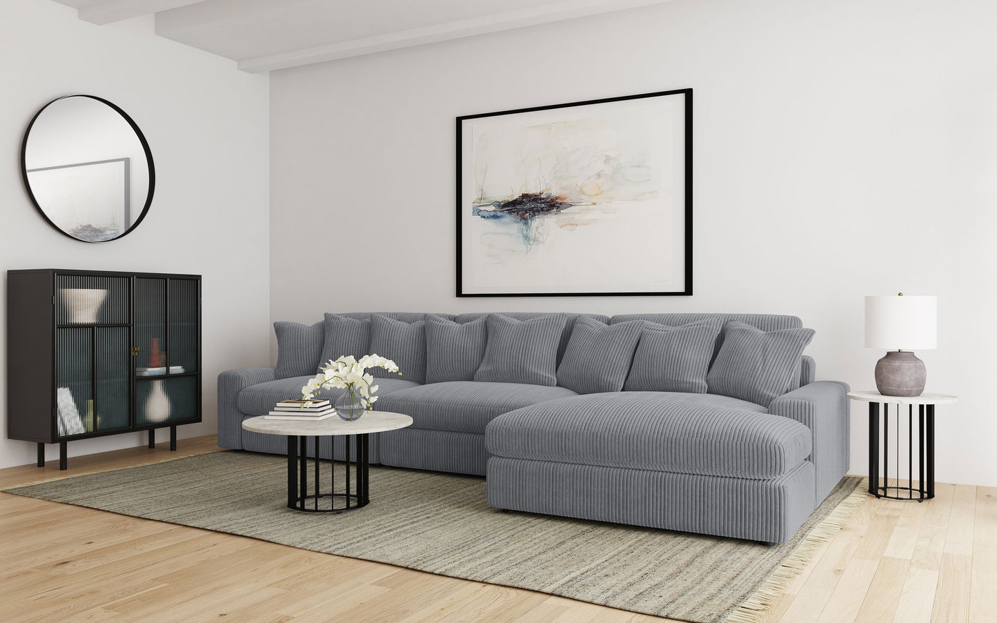 Blaine Upholstered Reversible Chaise Sectional Sofa Fog