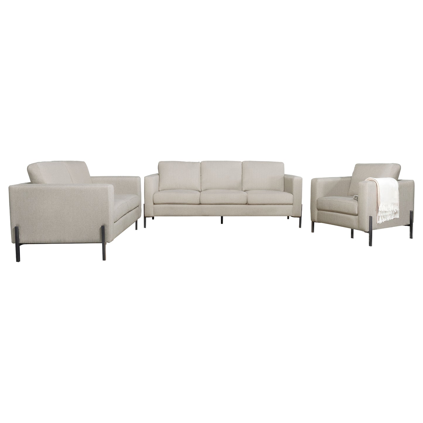 Tilly 3-piece Upholstered Track Arm Sofa Set Oatmeal