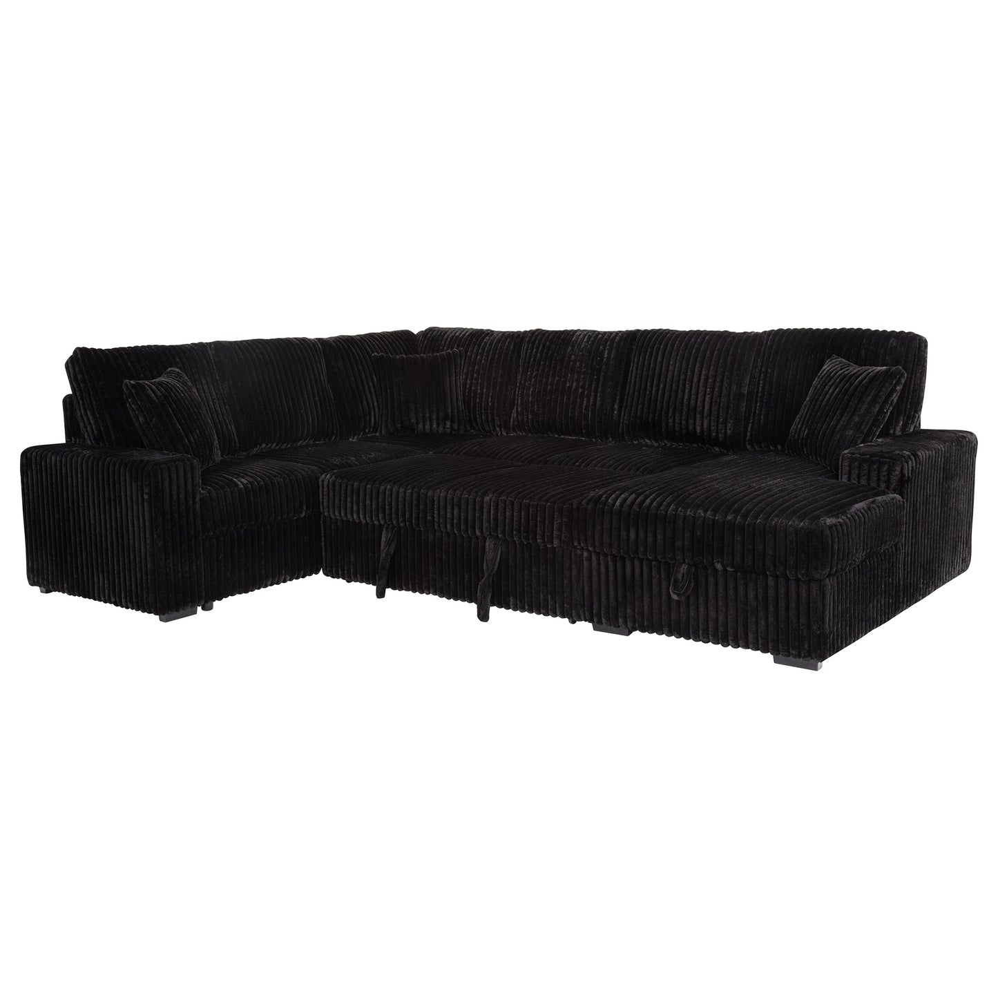Devonshire Sleeper Sectional Sofa Storage Chaise Black