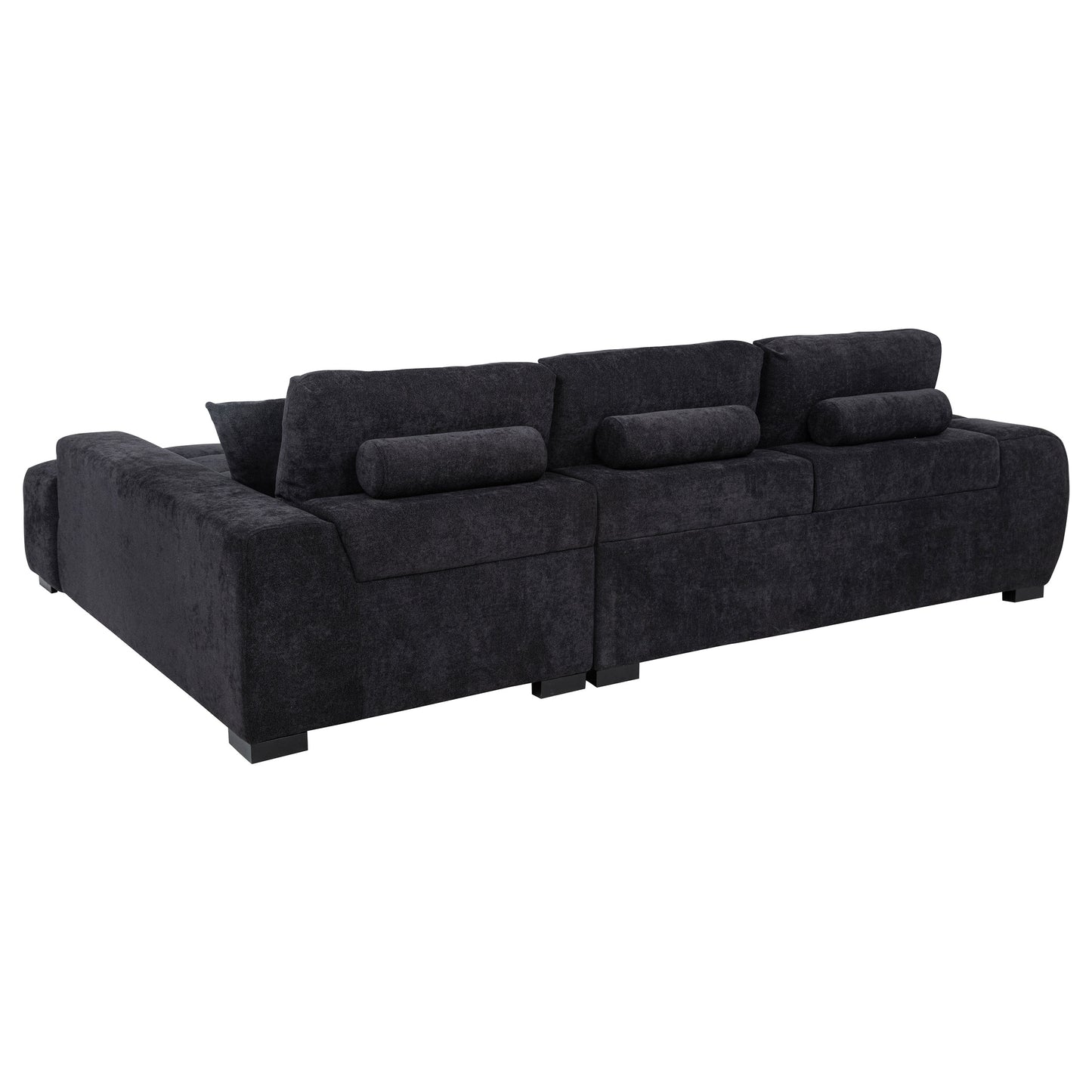 Octavia Fabric Upholstered Track Arm Sectional Sofa Black
