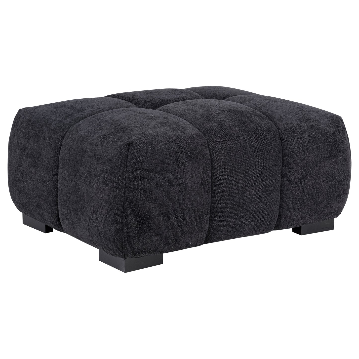Octavia Fabric Rectangular Upholstered Ottoman Black