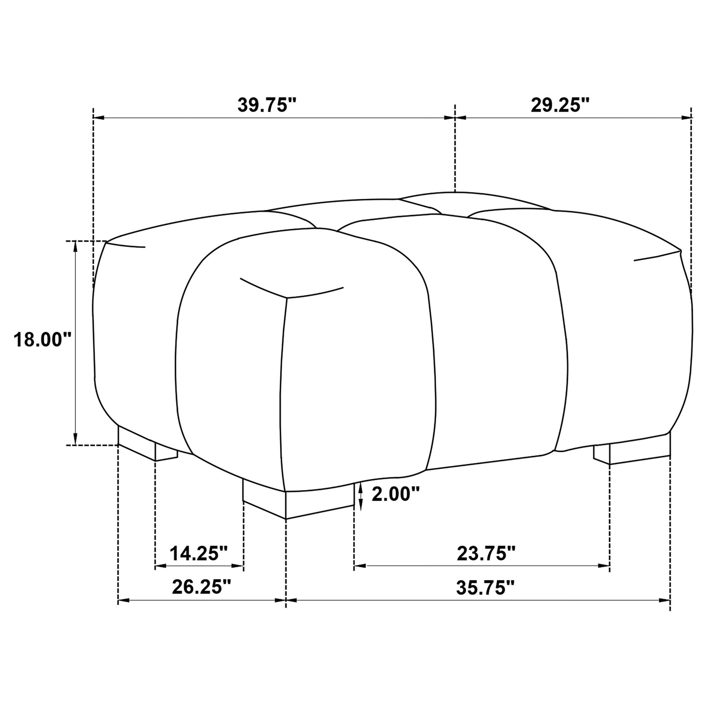 Octavia Fabric Rectangular Upholstered Ottoman Black