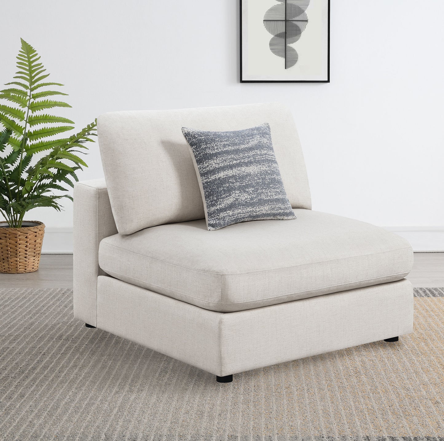 Serene Upholstered Armless Chair Beige