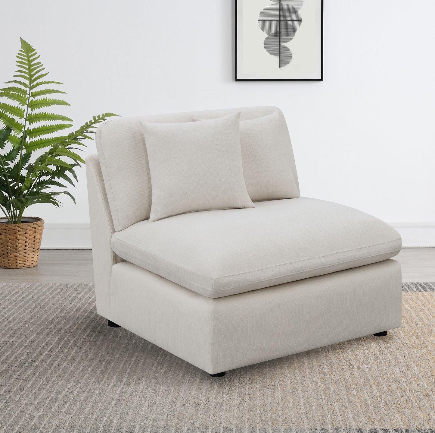 Hobson Upholstered Armless Chair Ivory
