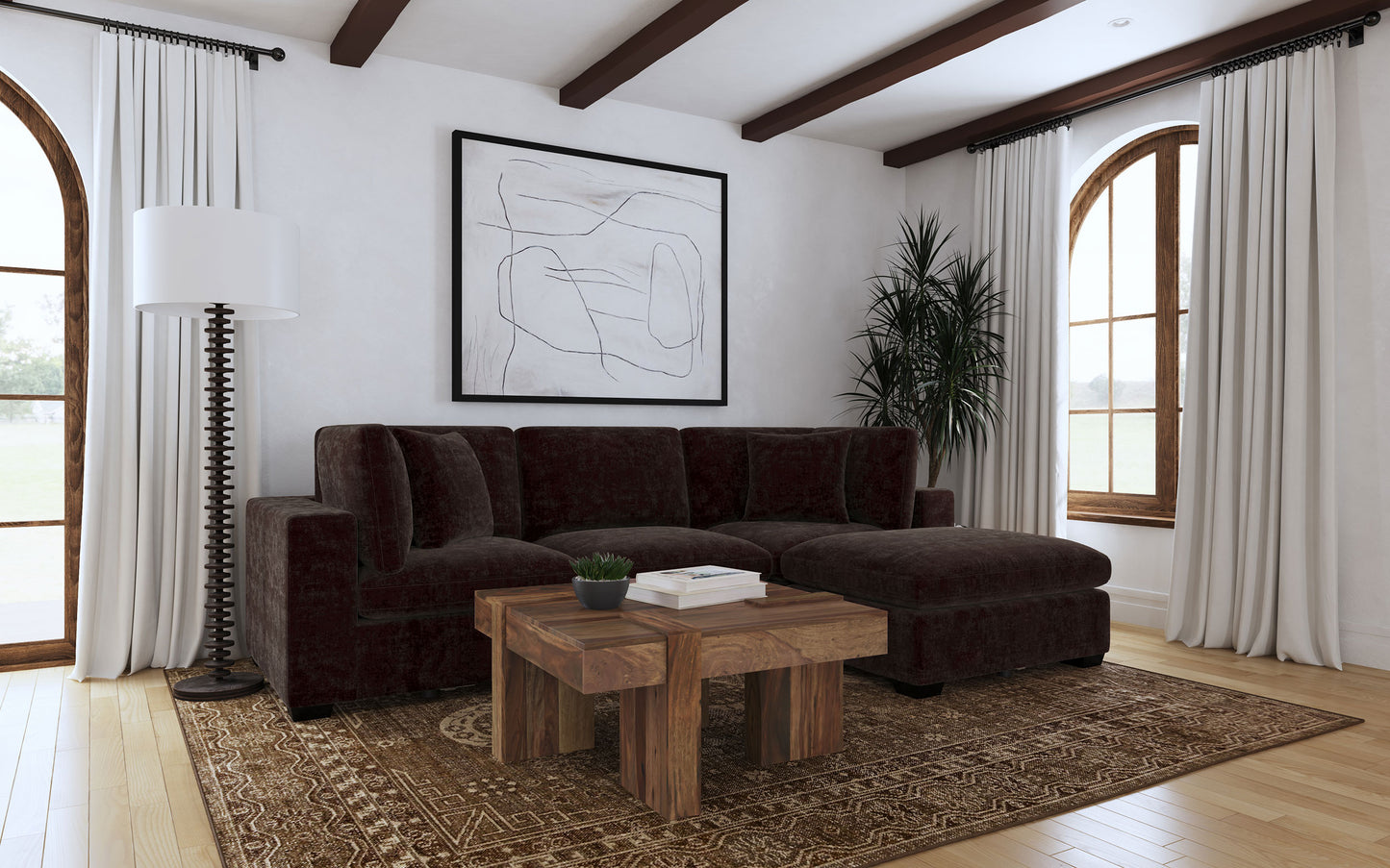 Lakeview 5-piece Upholstered Modular Sectional Chocolate