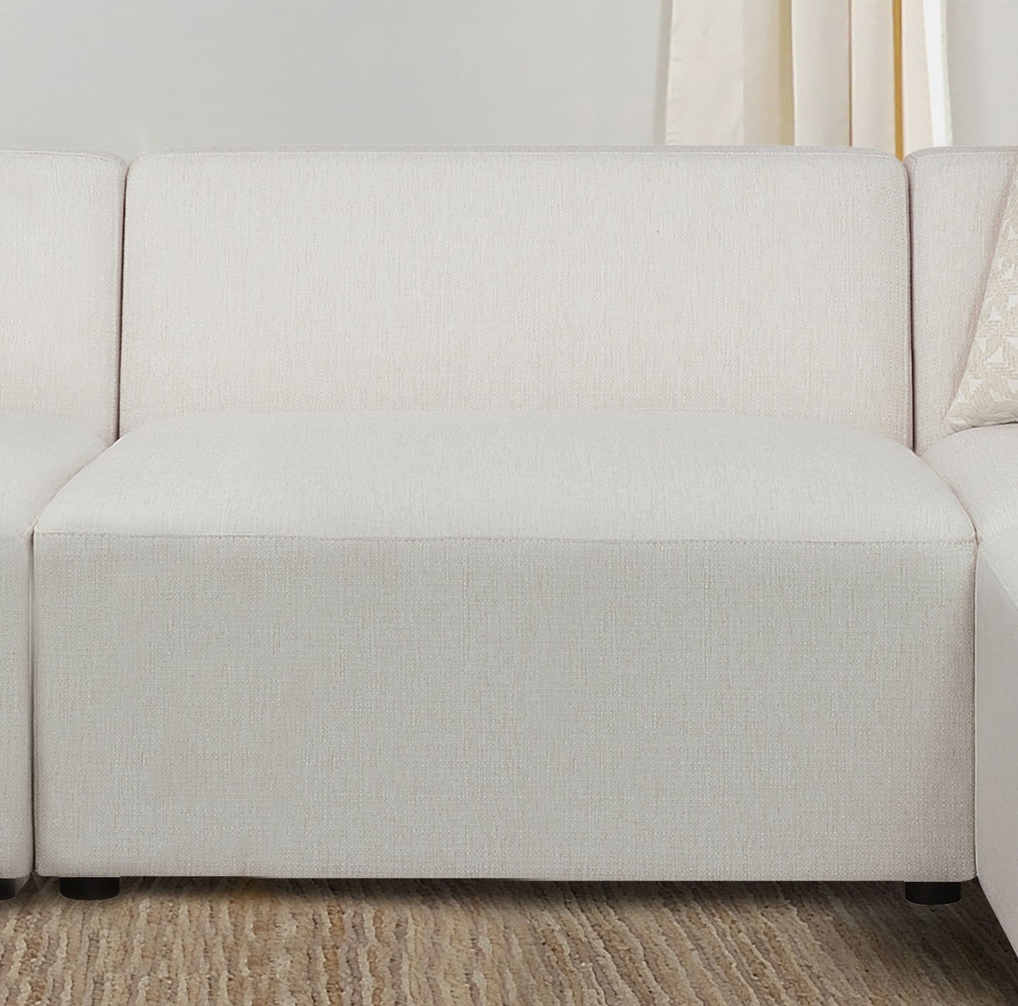 Freddie Upholstered Tight Back Armless Chair Pearl