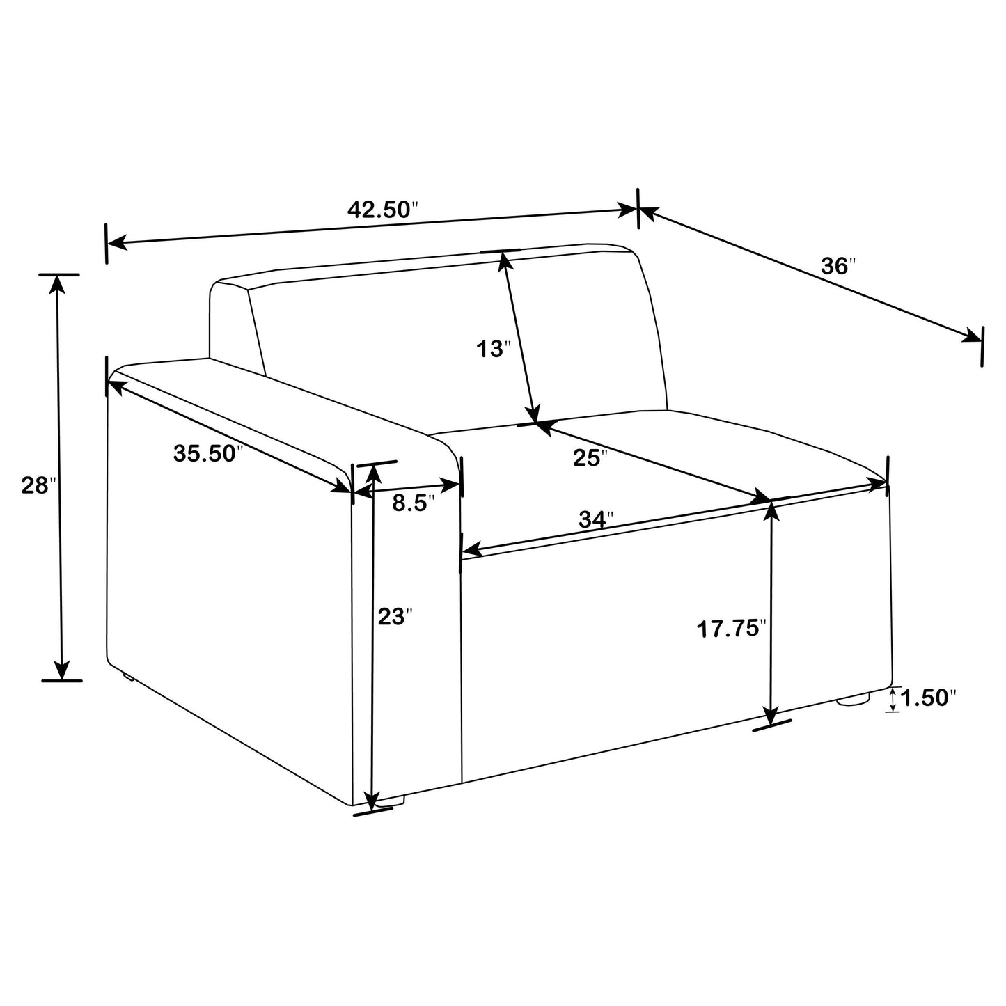 Freddie Upholstered LAF Chair Pearl