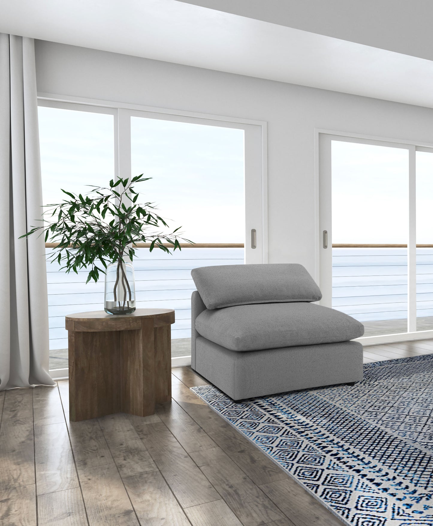 Raleigh Boucle Upholstered Armless Chair Grey