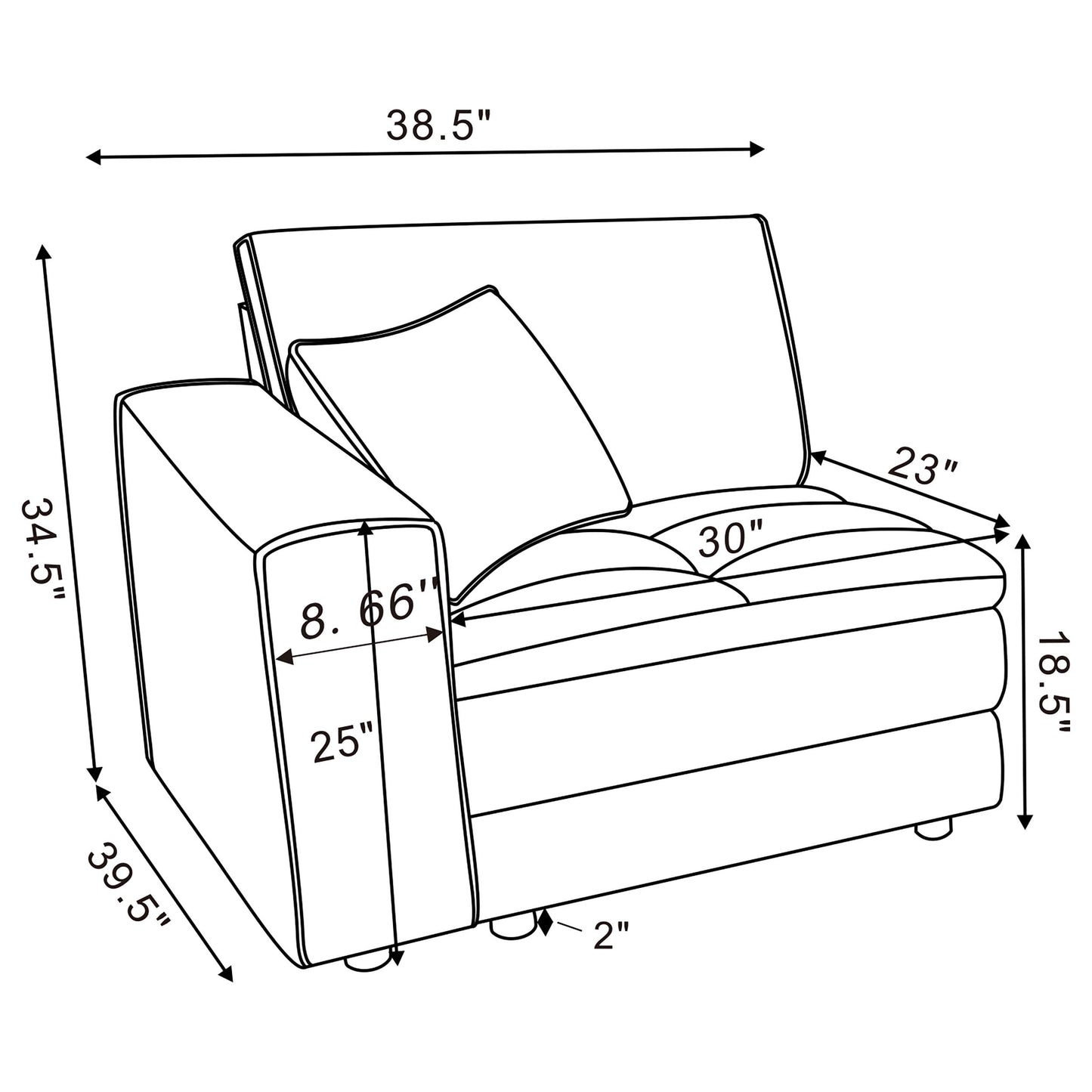 Atlantic Corduroy Upholstered LAF Arm Chair Blue