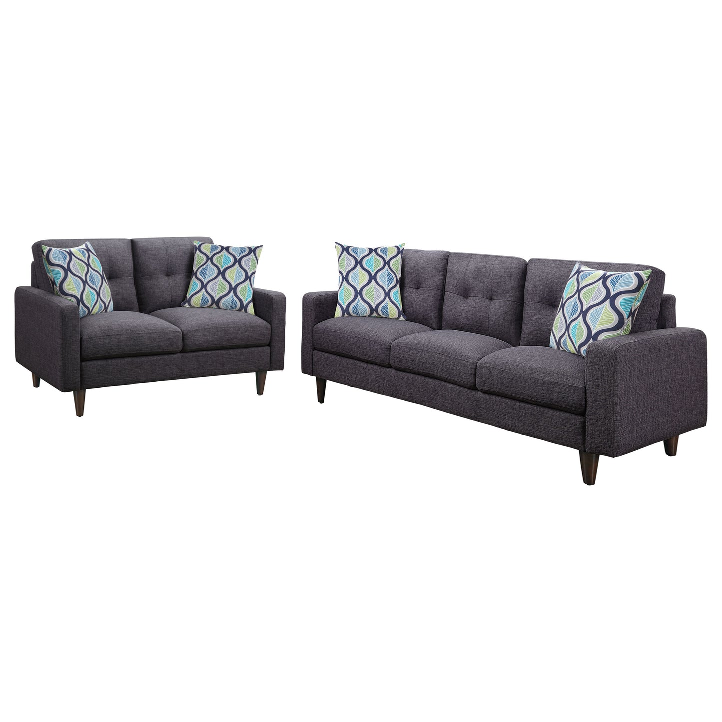 Watsonville 2-piece Upholstered Track Arm Sofa Set Grey