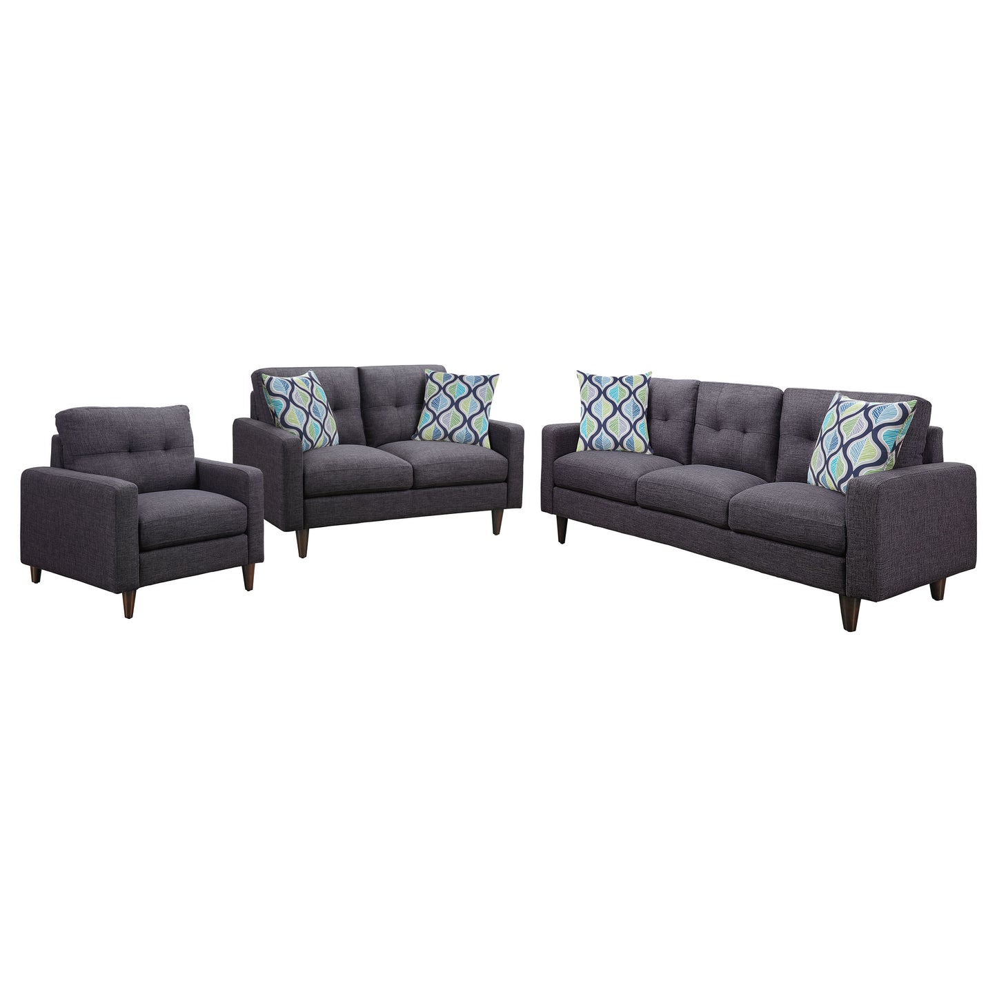 Watsonville 3-piece Upholstered Track Arm Sofa Set Grey