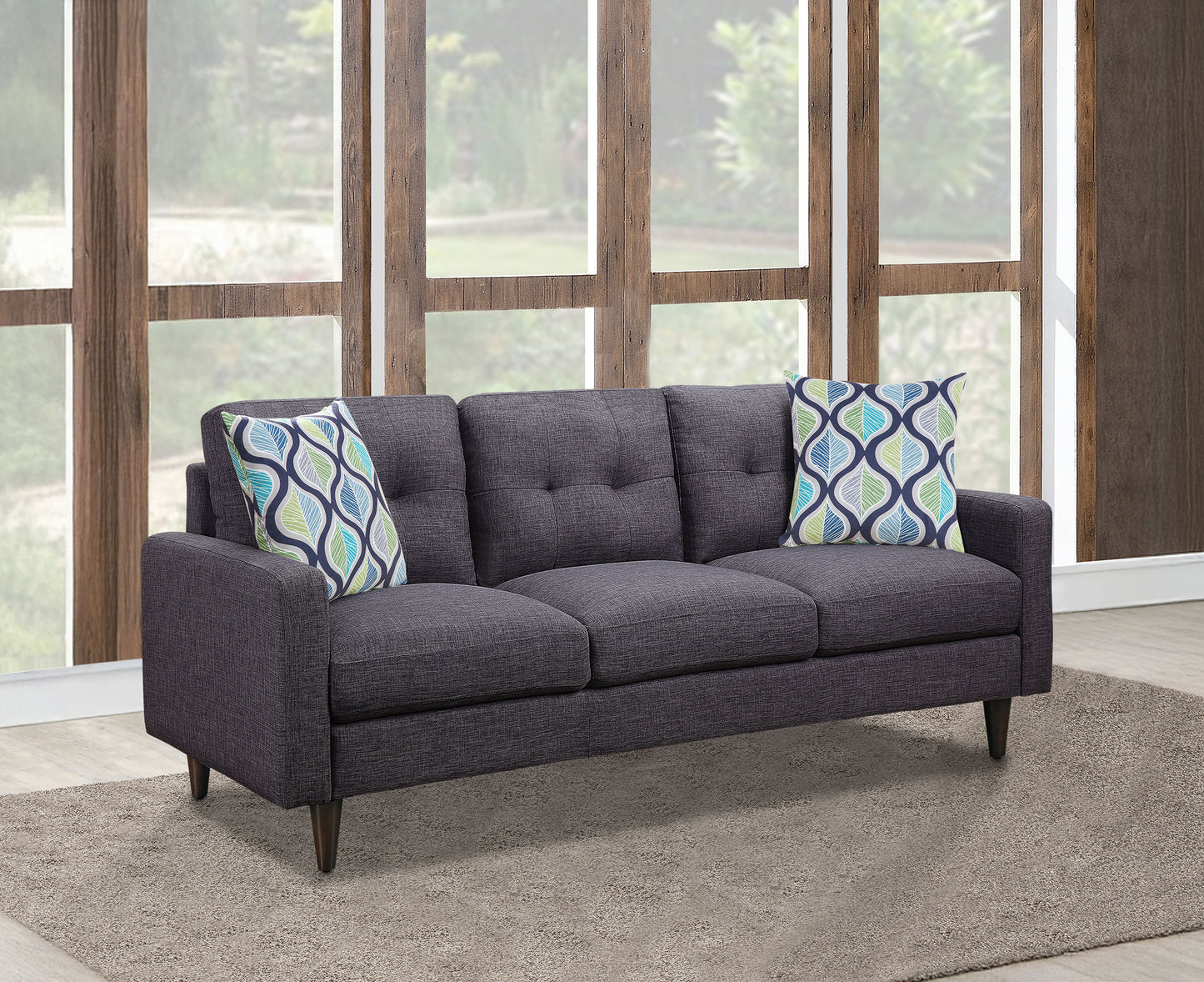 Watsonville Upholstered Track Arm Tufted Sofa Grey