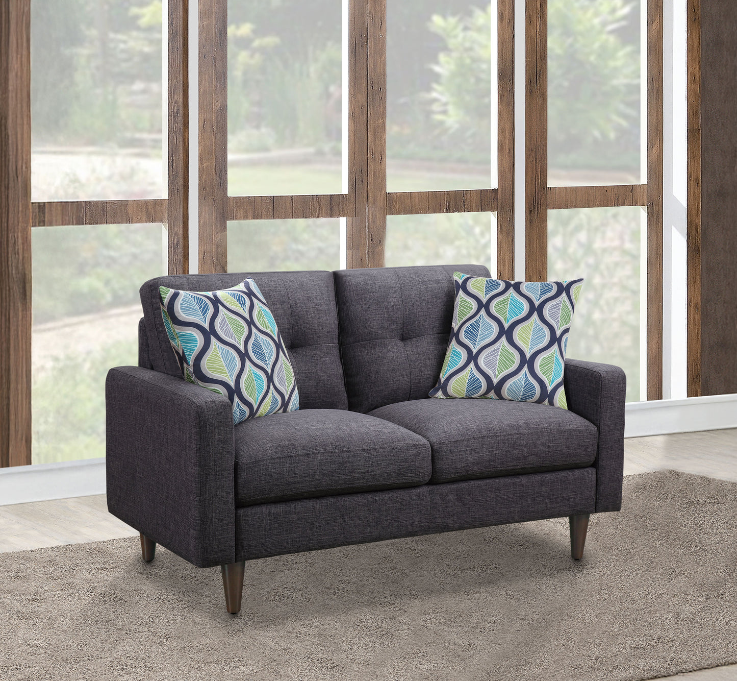 Watsonville Upholstered Track Arm Tufted Loveseat Grey