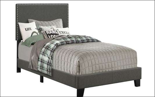 Boyd Upholstered Twin Panel Bed Charcoal
