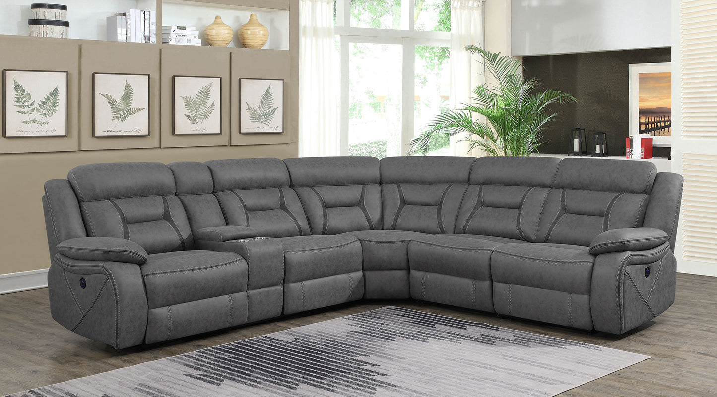 Higgins Upholstered LAF Power Loveseat Grey