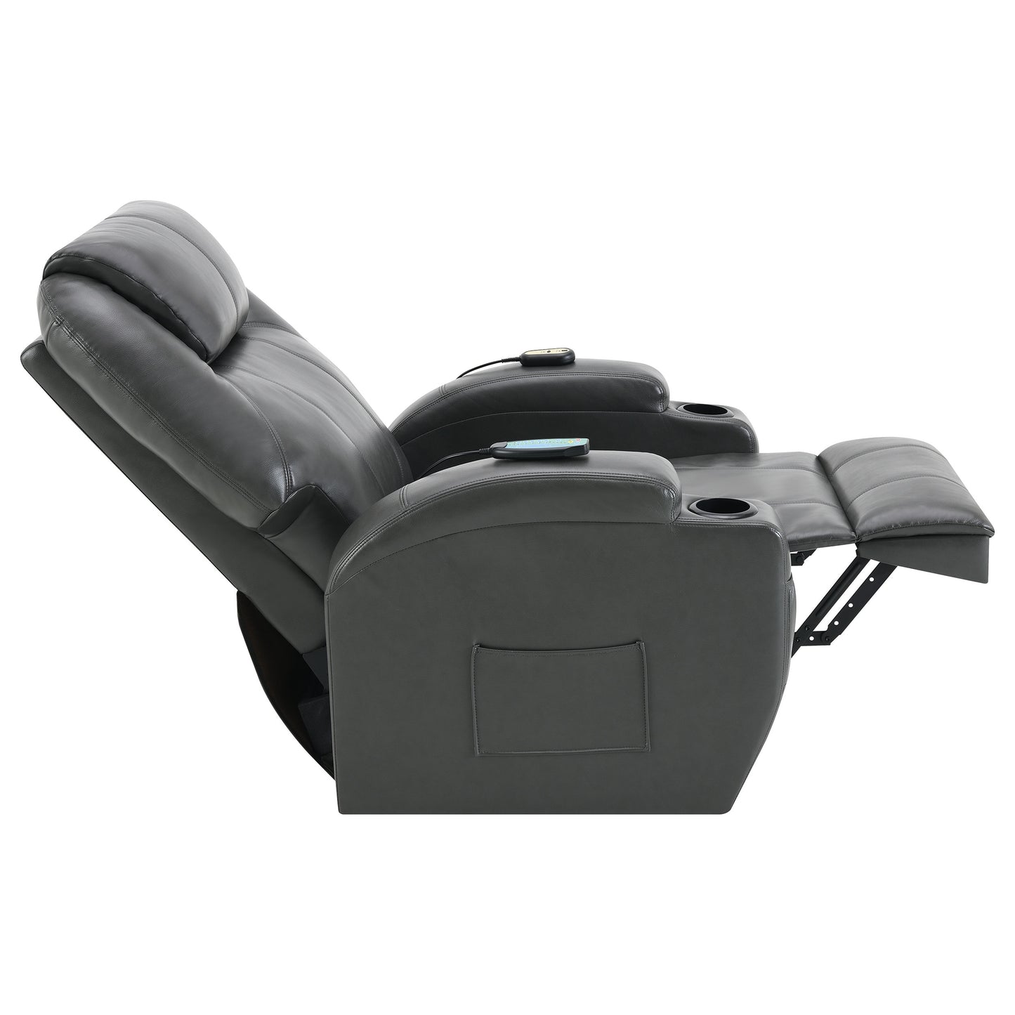 Sanger Upholstered Power Lift Massage Recliner Charcoal Grey