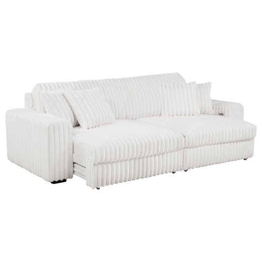 Jacana Corduroy Upholstered Dual Power Chaise Sofa Ivory