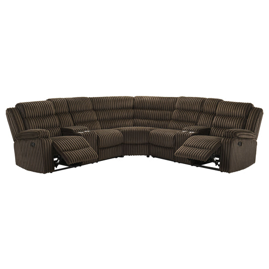 Atkinson Upholstered Reclining Sectional Sofa Chocolate