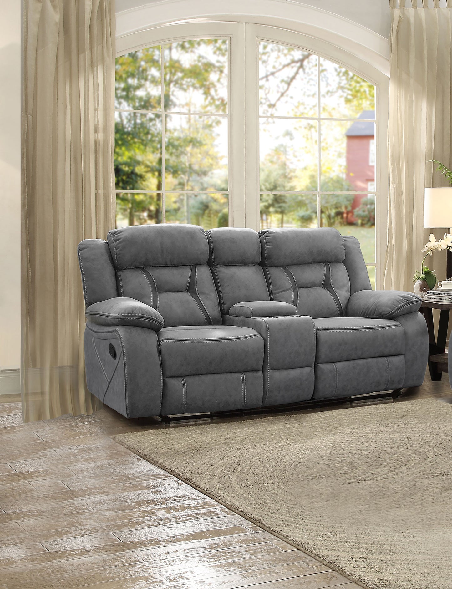 Higgins Upholstered Motion Reclining Loveseat Grey