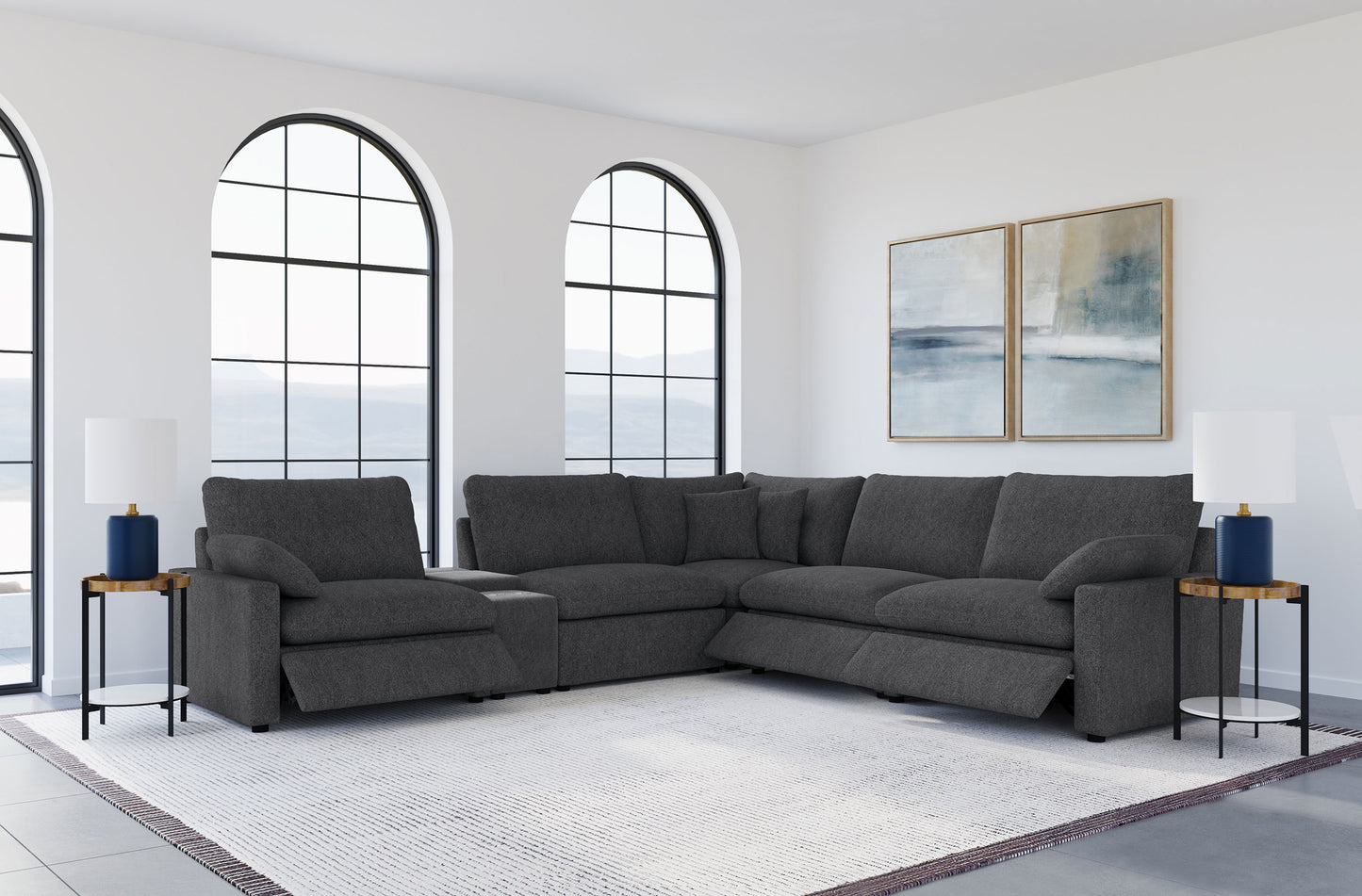 Collins 6-piece Modular Power Reclining Sectional Dark Grey