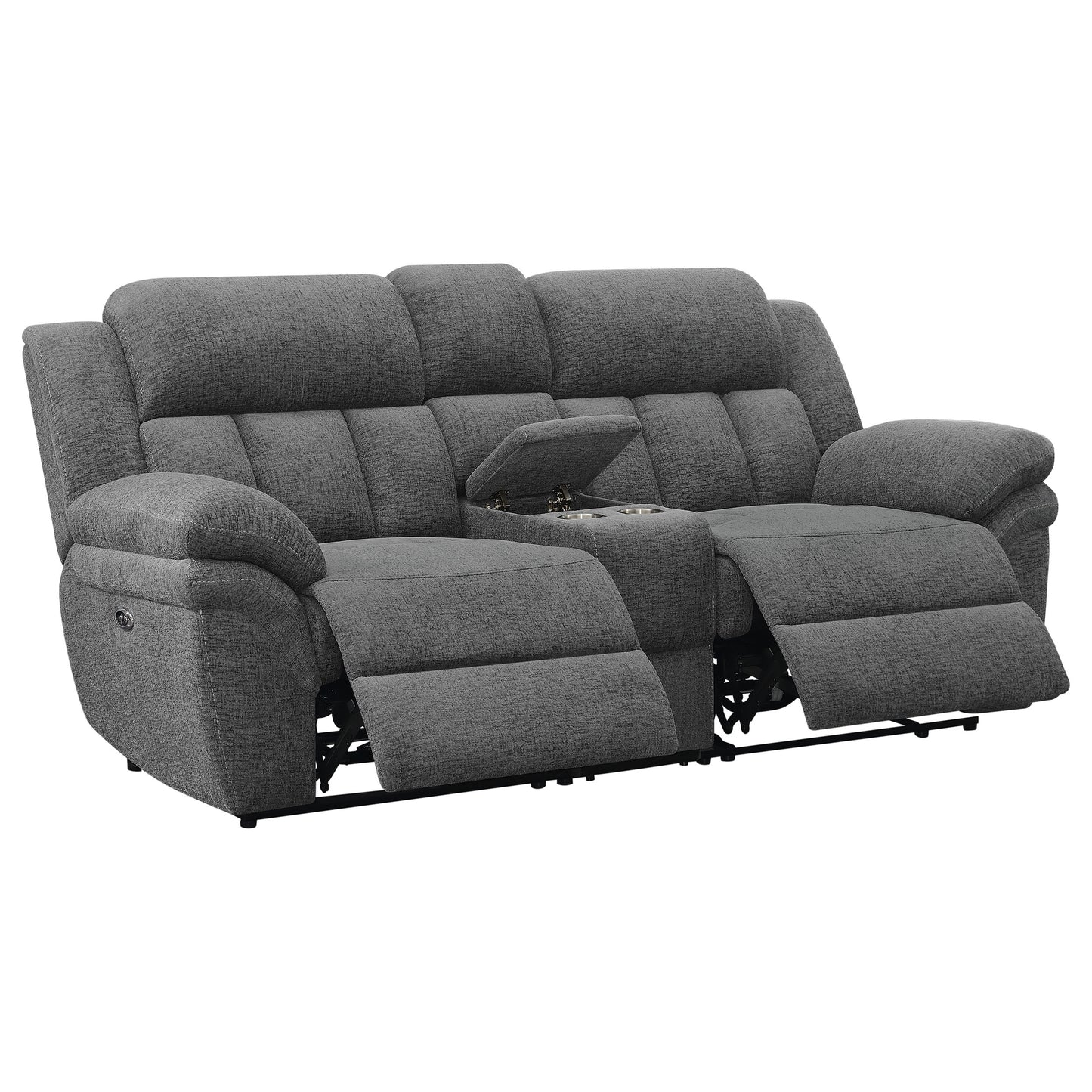 Bahrain Upholstered Power Loveseat Charcoal