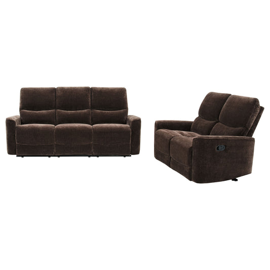 Navarro 2-piece Upholstered Reclining Sofa Set Dark Brown