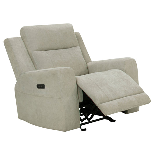 Kennett Chenille Upholstered Power Recliner Chair Ivory