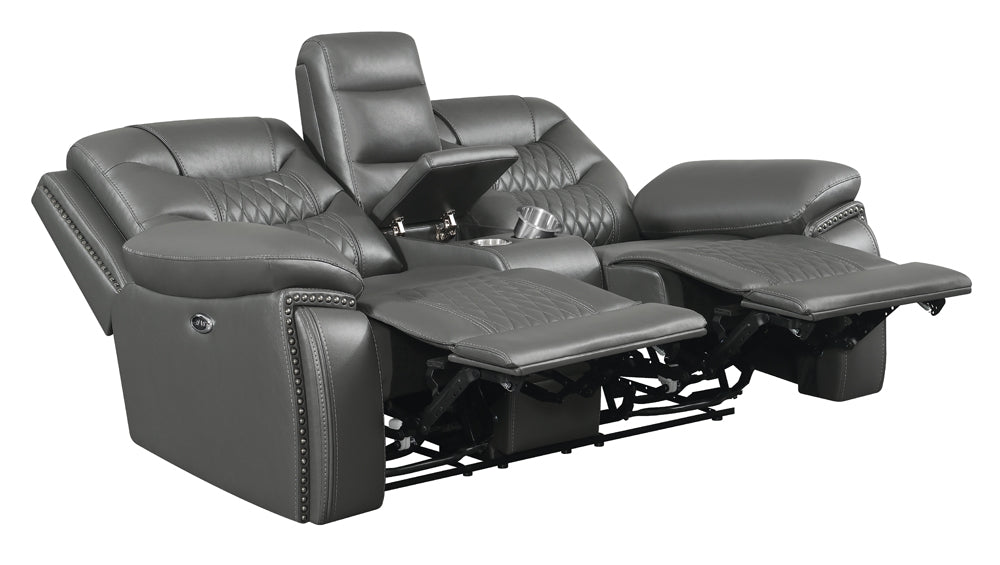 Flamenco Upholstered Power Reclining Loveseat Charcoal