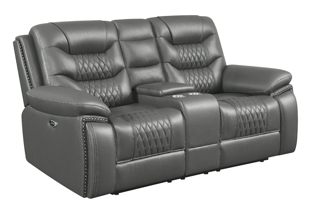 Flamenco Upholstered Power Reclining Loveseat Charcoal