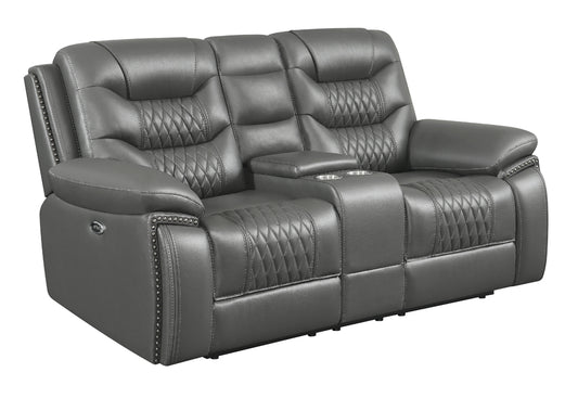 Flamenco Upholstered Power Reclining Loveseat Charcoal