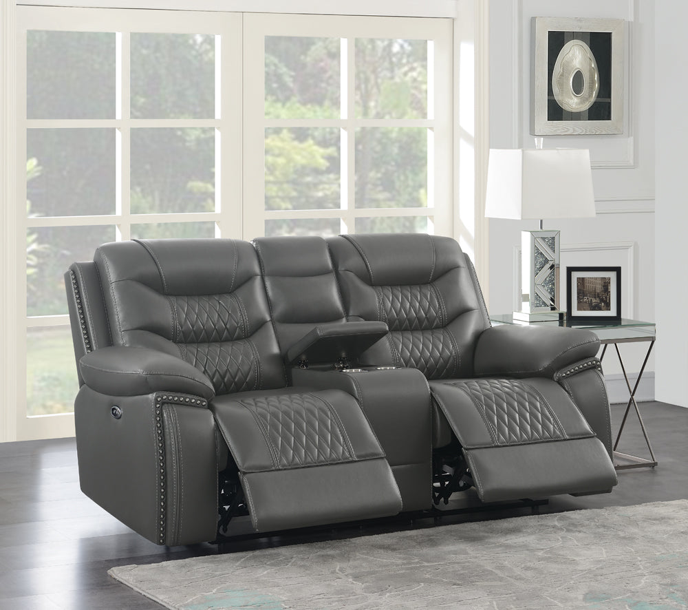 Flamenco Upholstered Power Reclining Loveseat Charcoal
