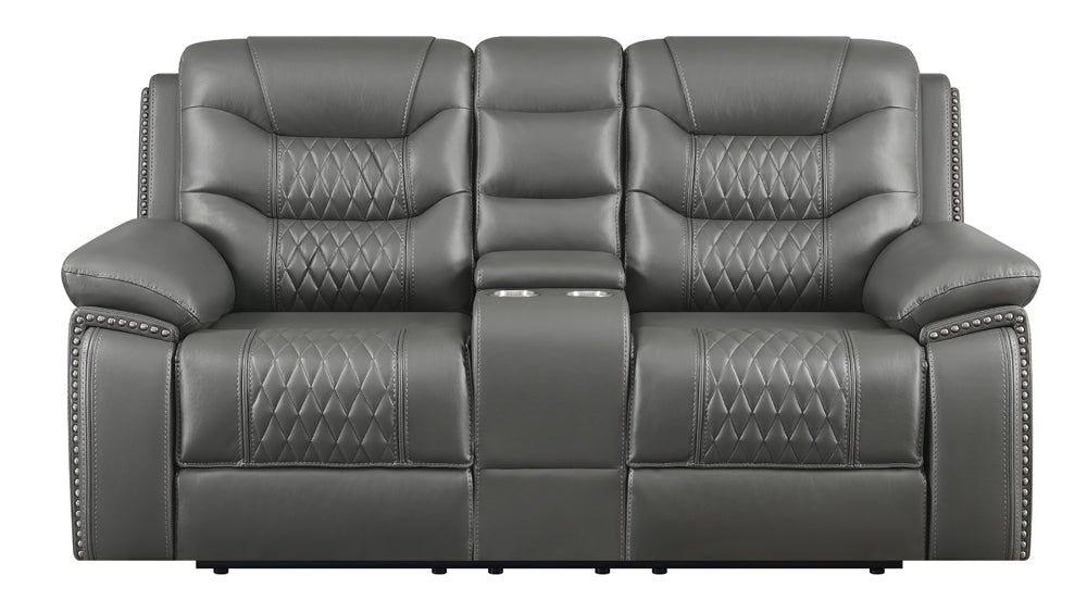 Flamenco Upholstered Power Reclining Loveseat Charcoal