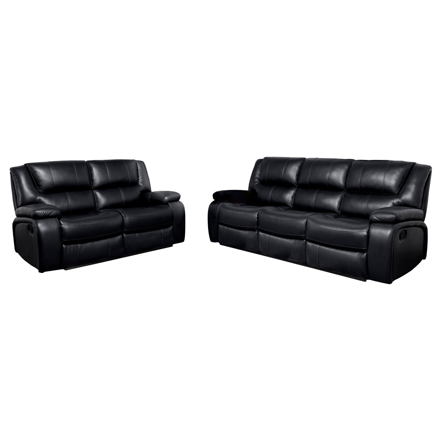 Camila 2-piece Upholstered Motion Reclining Sofa Set Black