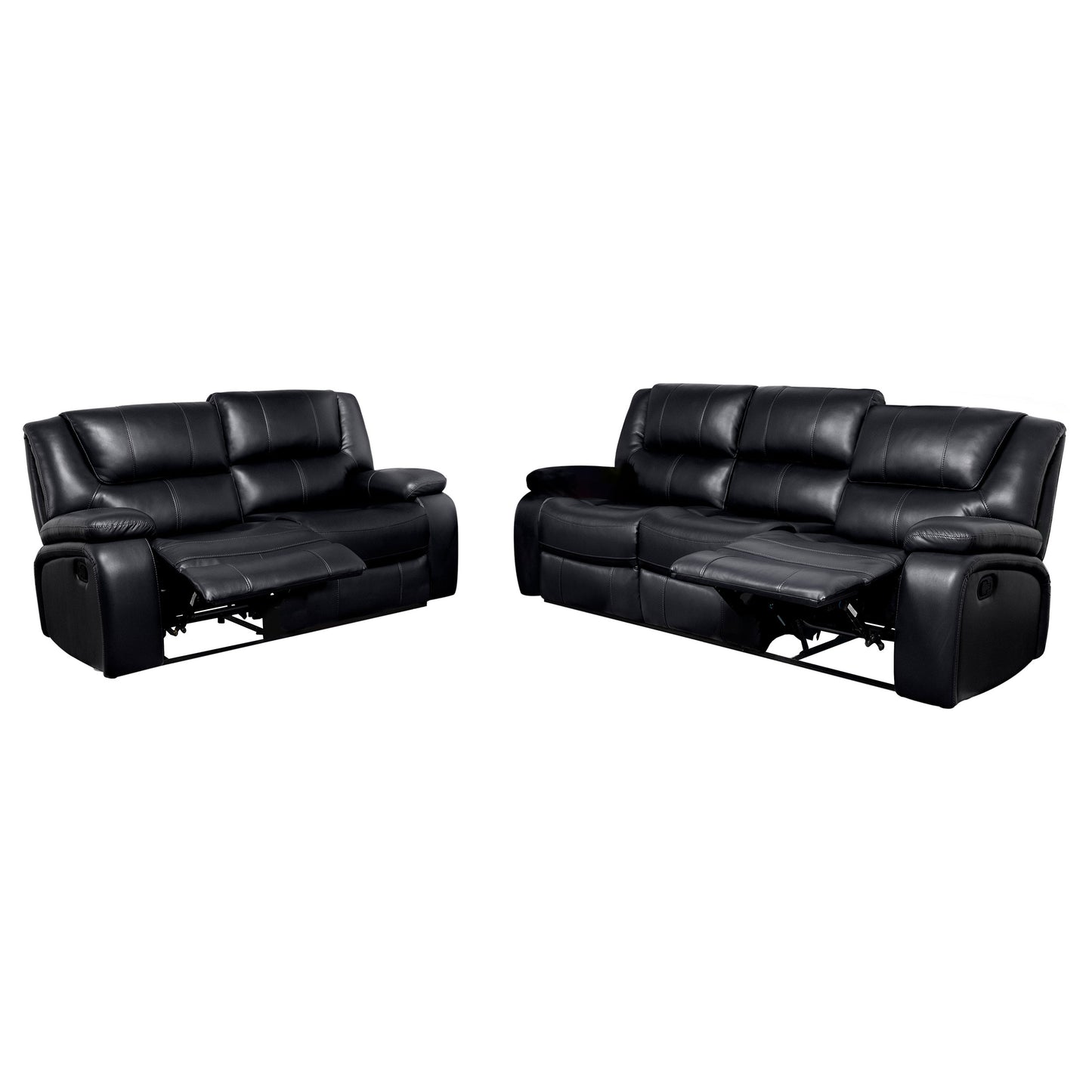 Camila 2-piece Upholstered Motion Reclining Sofa Set Black