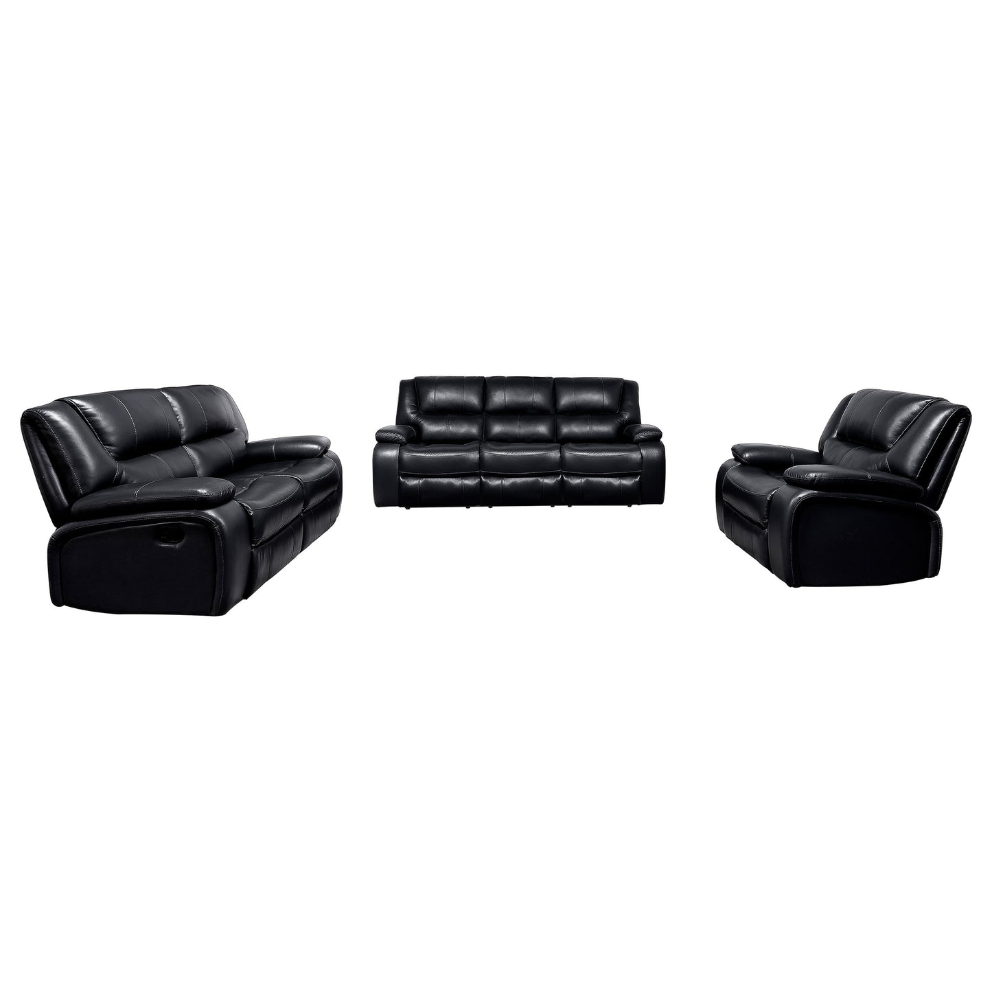 Camila 3-piece Upholstered Motion Reclining Sofa Set Black